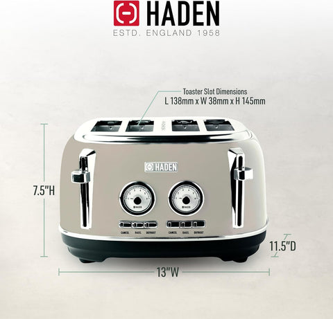 Haden Dorset 4-Slice Retro Toaster – Beige