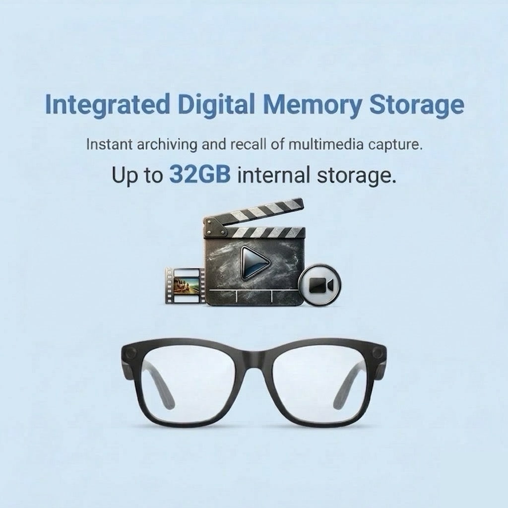 STRVO G-06 2K Ultra HD Camera Smart Glasses with Bluetooth Audio, Photochromic Lenses, AI Assistant, Video Recording & App Control - Black