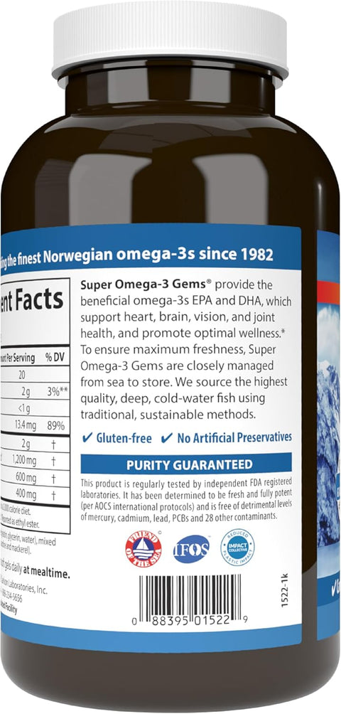 Carlson Super Omega-3 Fish Oil – 250 Softgels