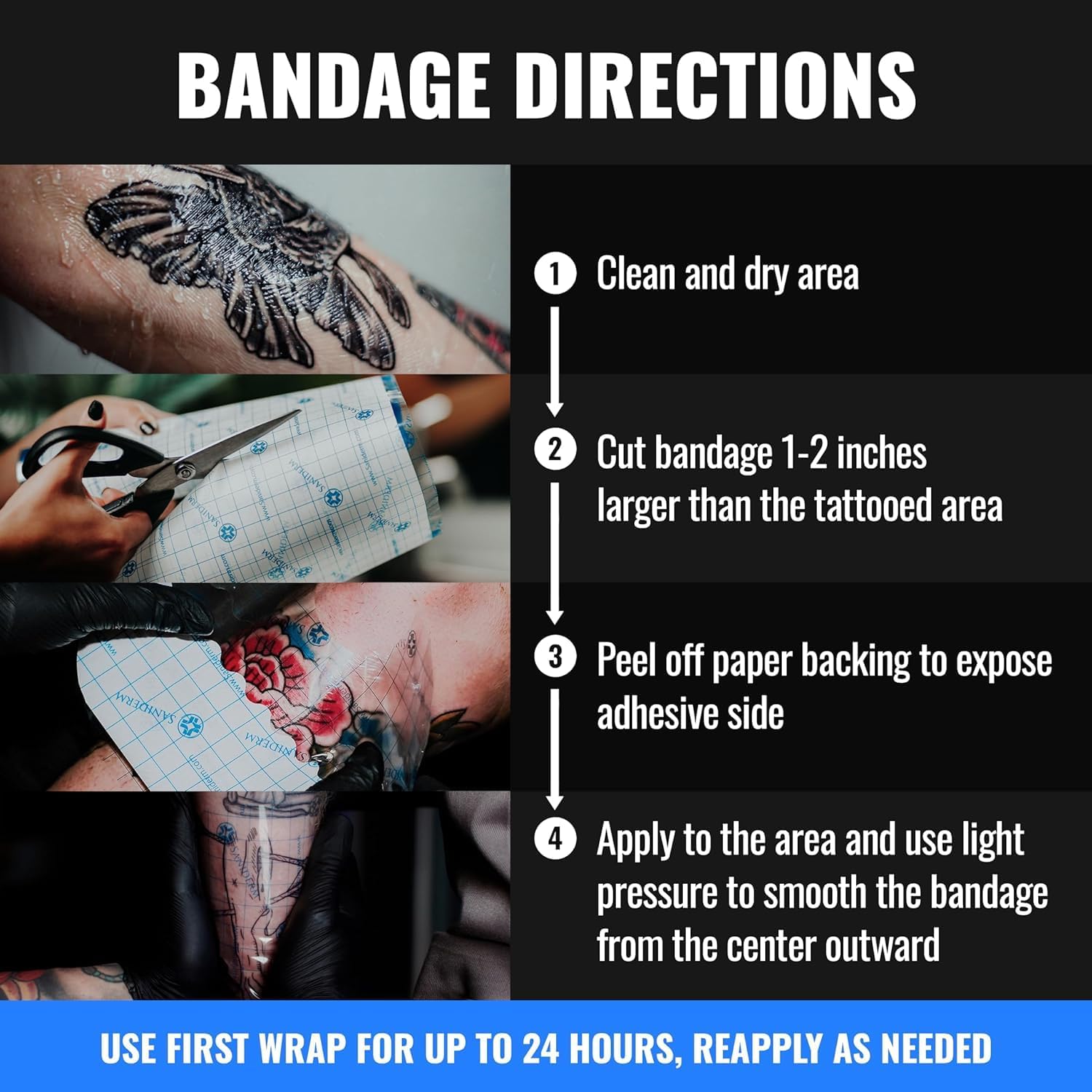 Saniderm Tattoo Aftercare Bandage – 10.2" x 2yd