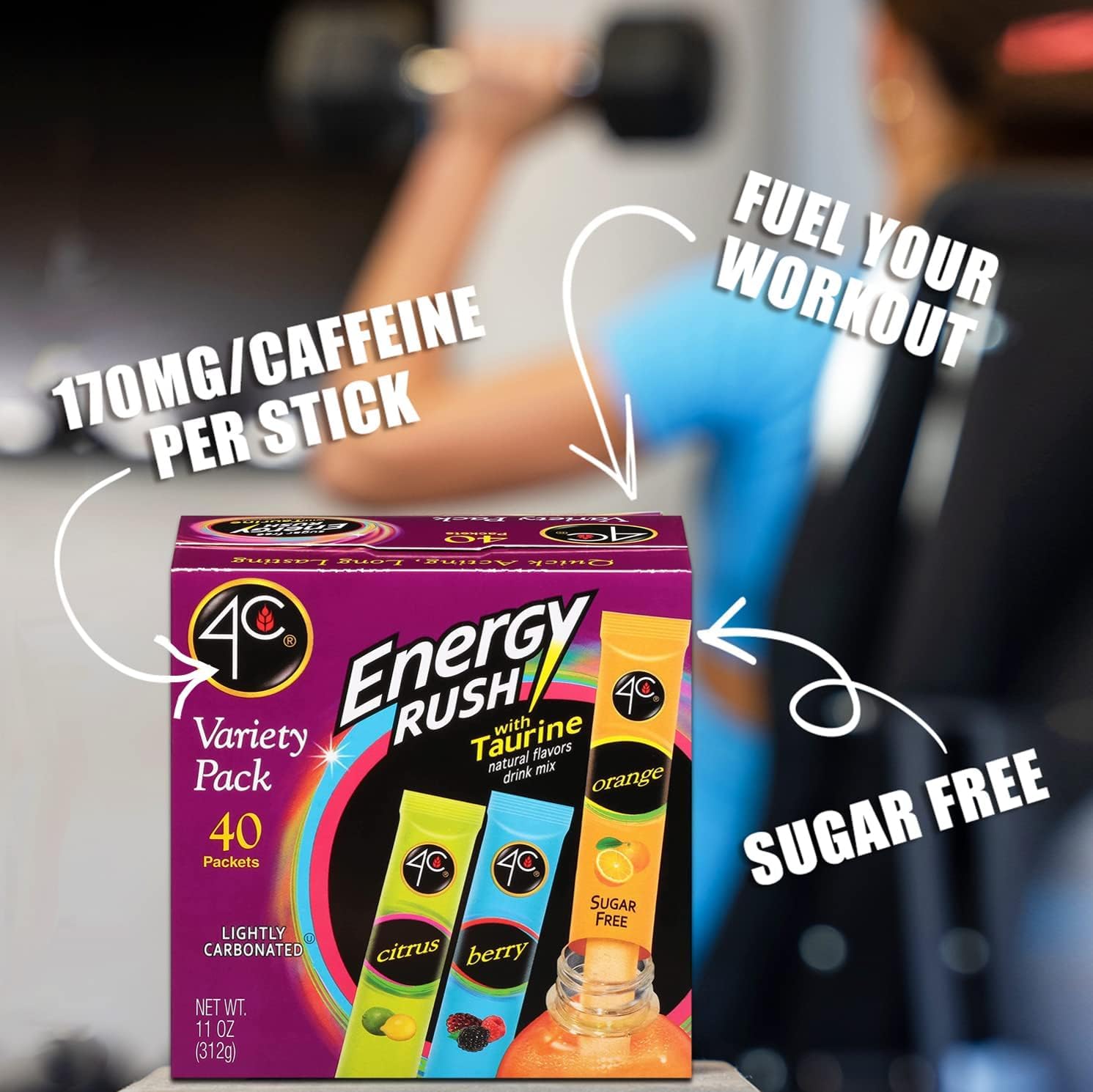 4C Energy Rush Drink Mix, 40 Pack