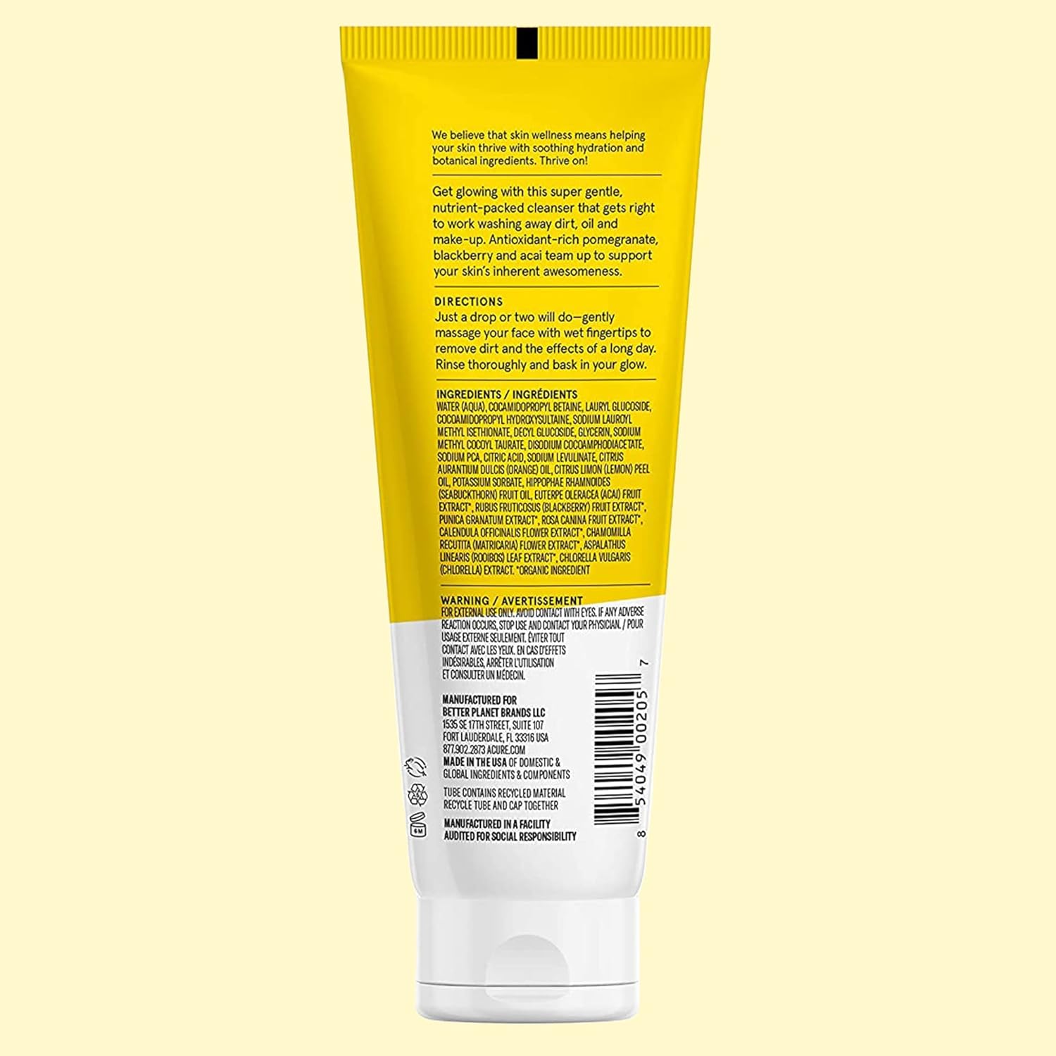 Acure Organics Brightening Cleansing Gel - 4 oz