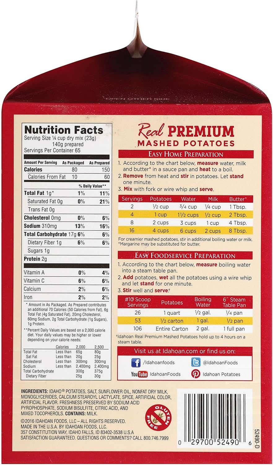Idahoan Premium Mashed Potatoes, 3.25 lbs