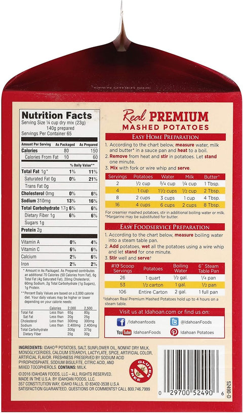 Idahoan Premium Mashed Potatoes, 3.25 lbs