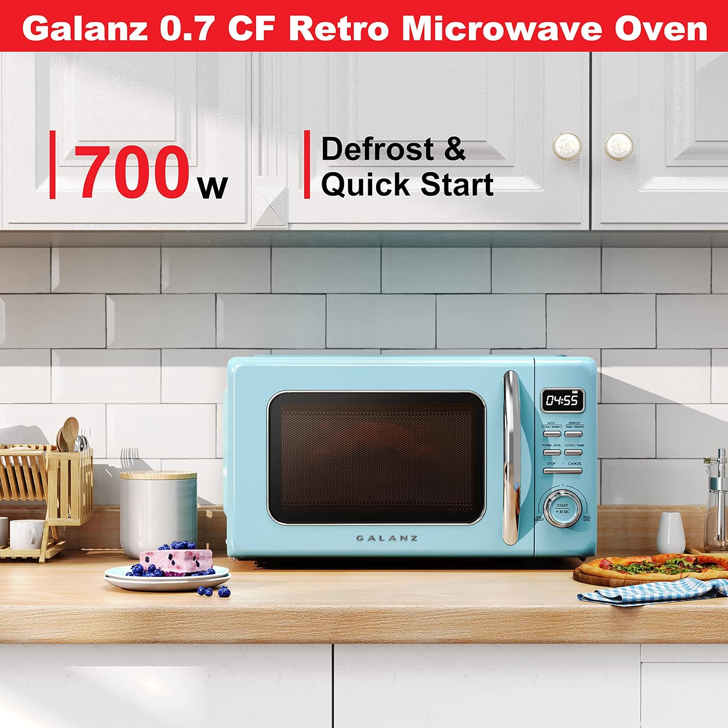 Galanz Retro Microwave – 0.7 cu ft, Blue