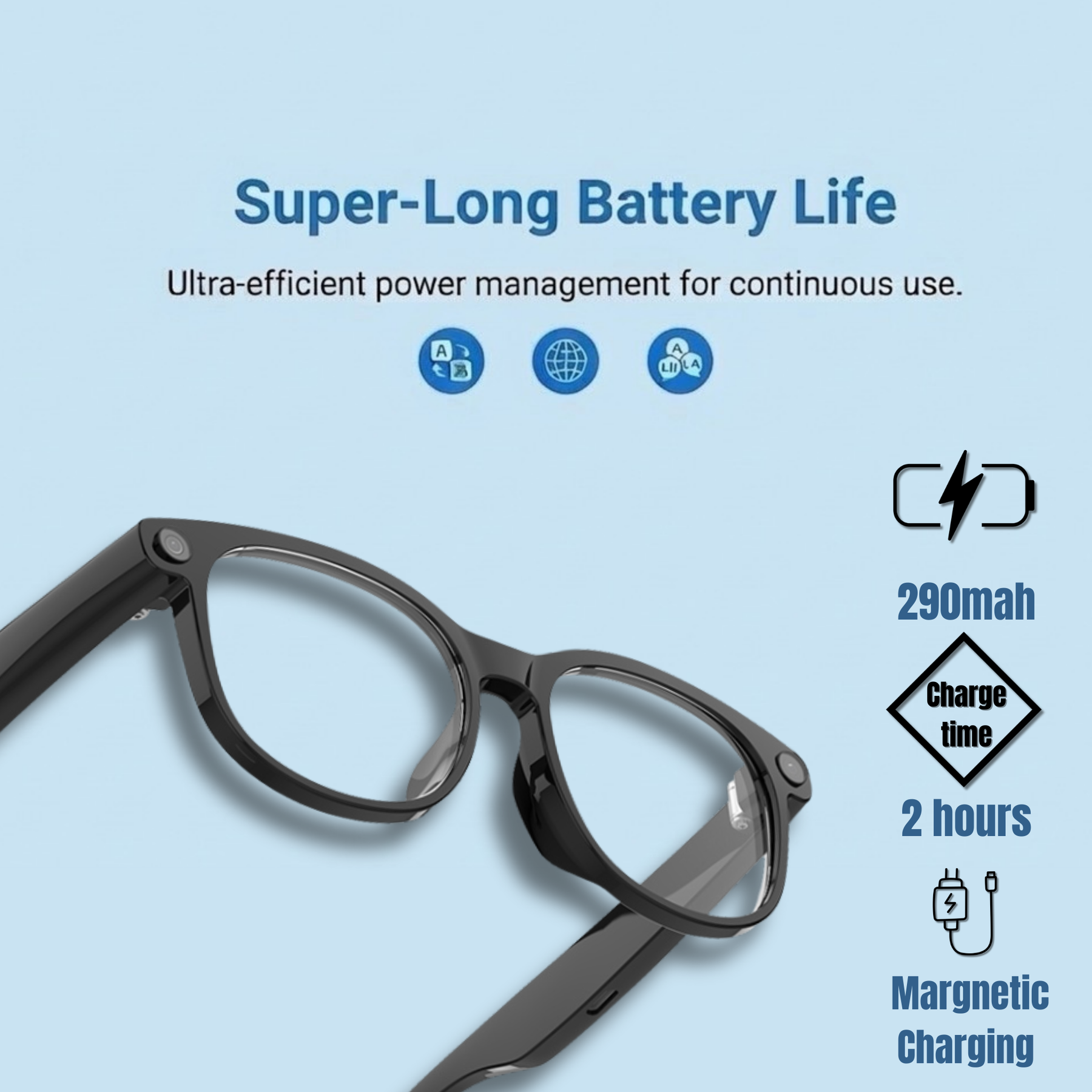 STRVO G-01 Smart Audio Glasses with 2K Camera, Bluetooth, Photochromic Lenses, AI Assistant & Touch Controls - Curved Design for Everyday Wear