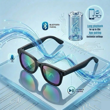 STRVO G-06 2K Ultra HD Camera Smart Glasses with Bluetooth Audio, Photochromic Lenses, AI Assistant, Video Recording & App Control - Black